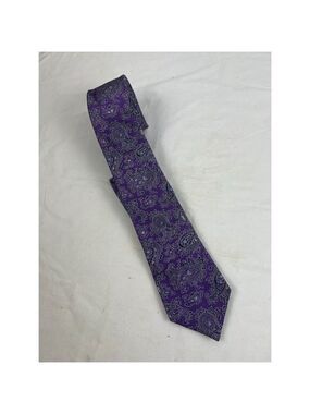 Men’s Westbury London Floral Paisley Neck Tie Purple Hand Tailored USA Made EUC